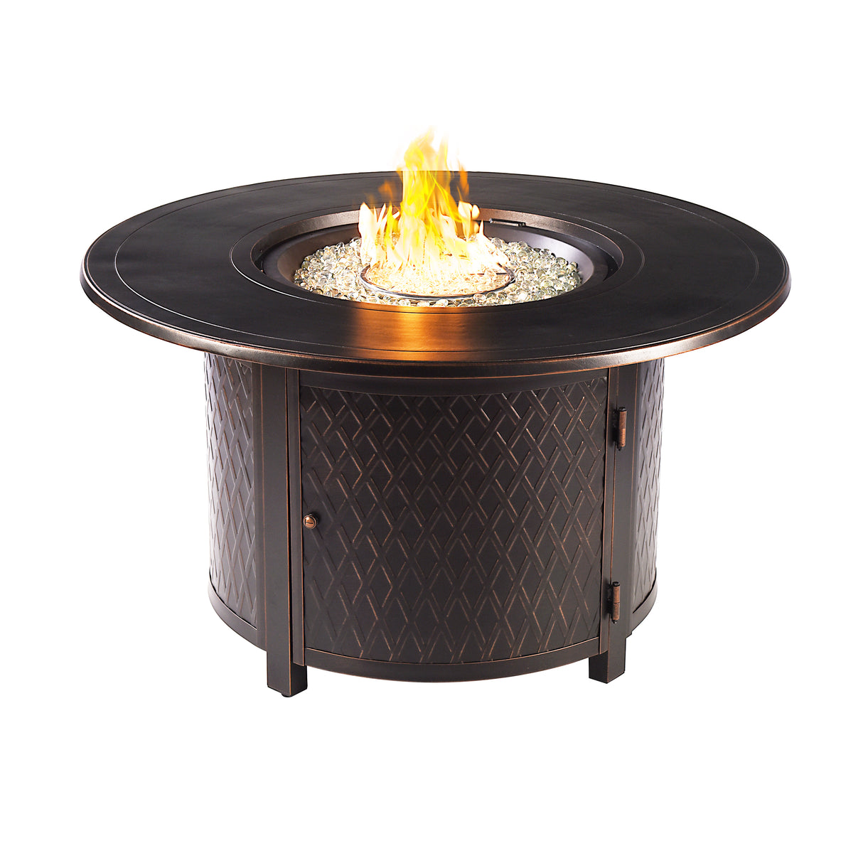 Aluminum 44-in Round Propane Fire Table with Beads, Covers and Lid Sharicks