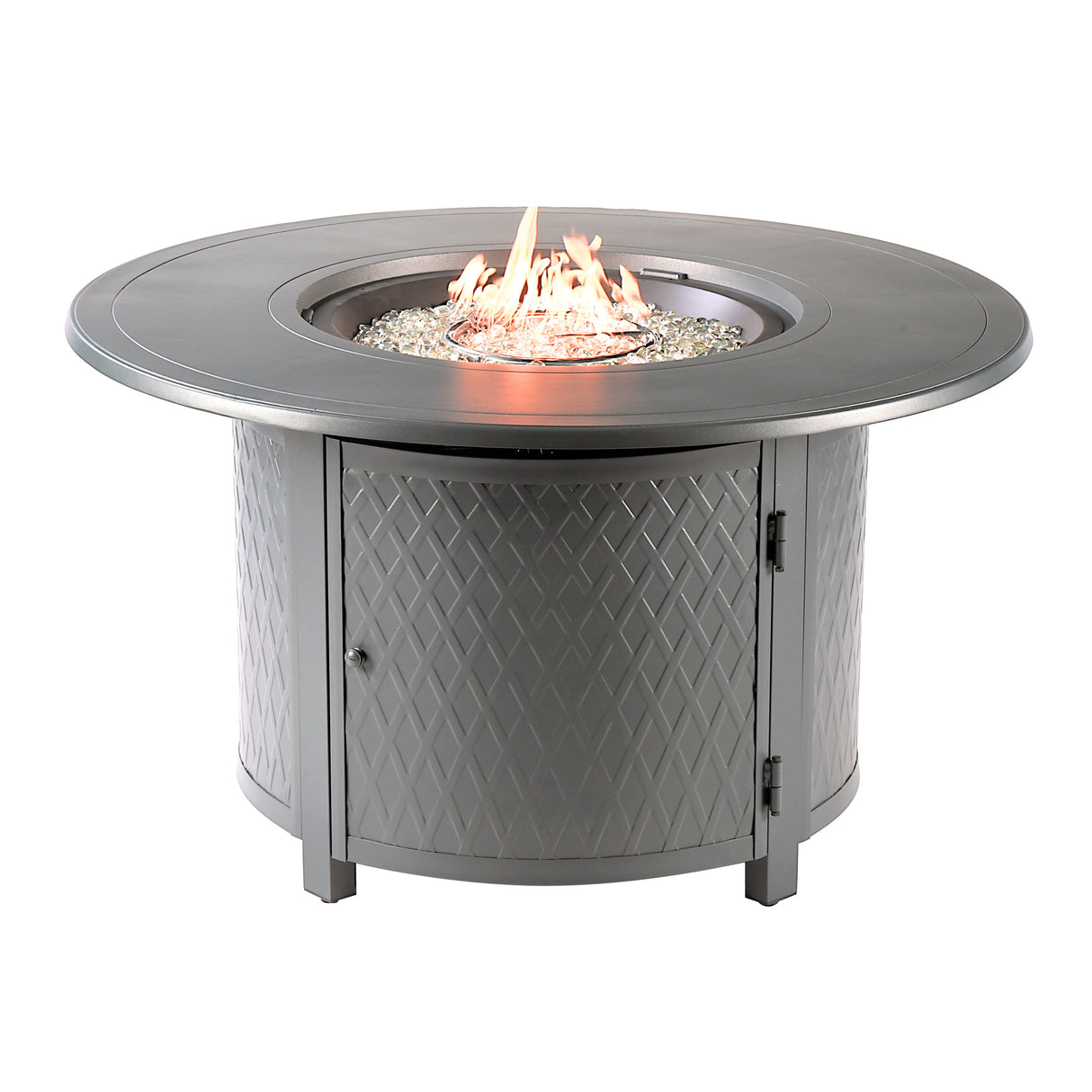 Aluminum 44-in Round Propane Fire Table with Beads, Covers and Lid Sharicks