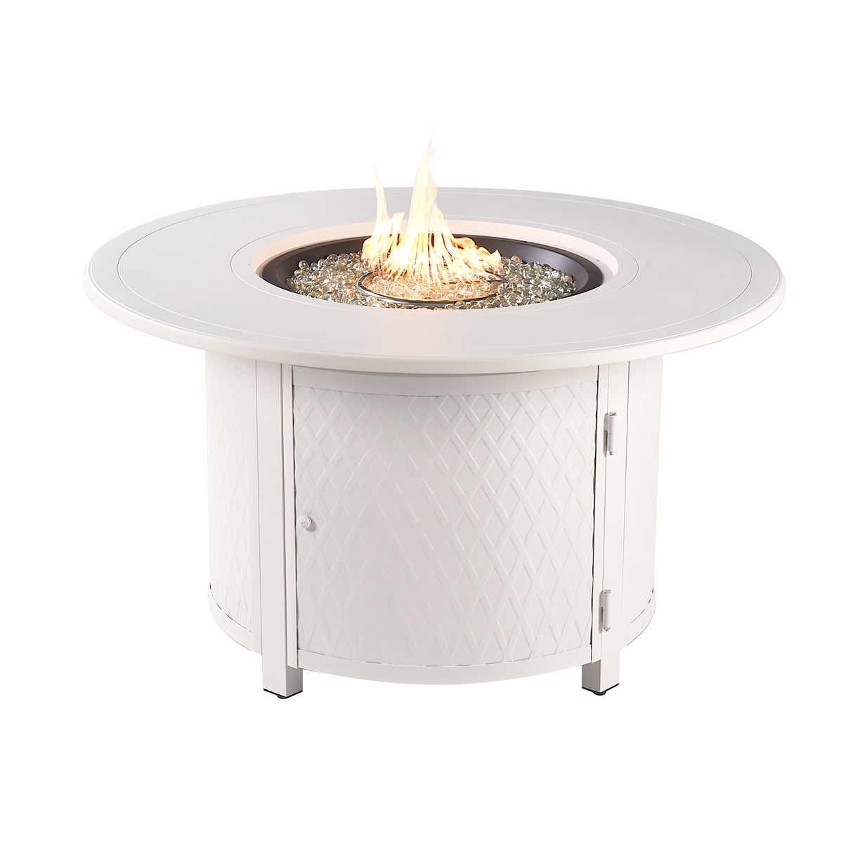 Aluminum 44-in Round Propane Fire Table with Beads, Covers and Lid Sharicks
