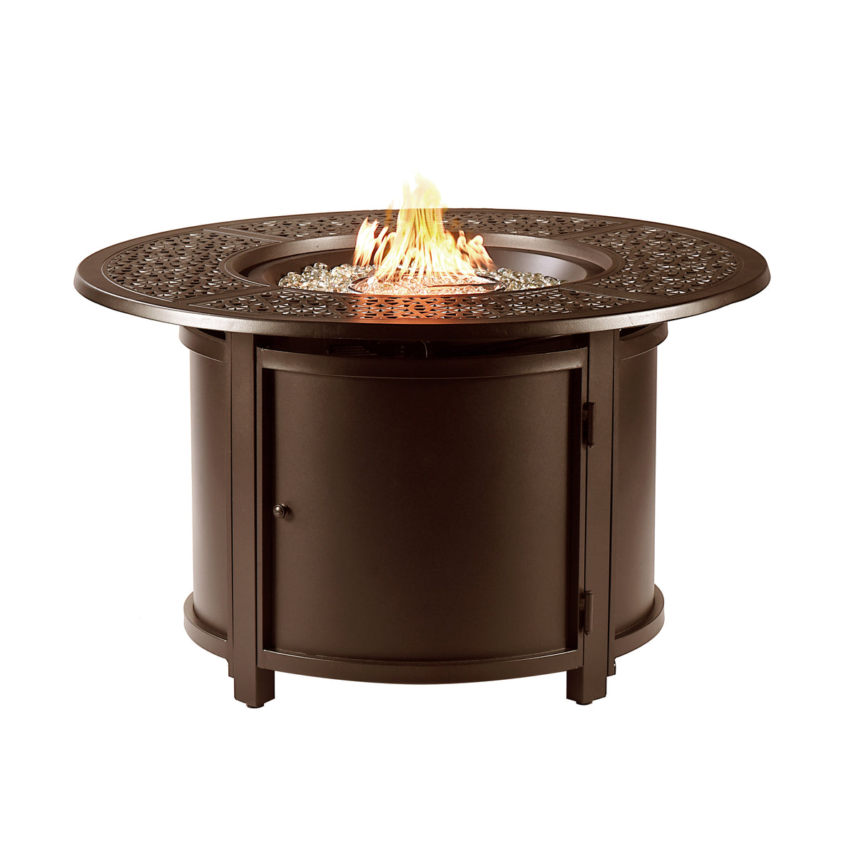 Aluminum 44-in Round Propane Fire Table with Beads, Covers and Lid Sharicks