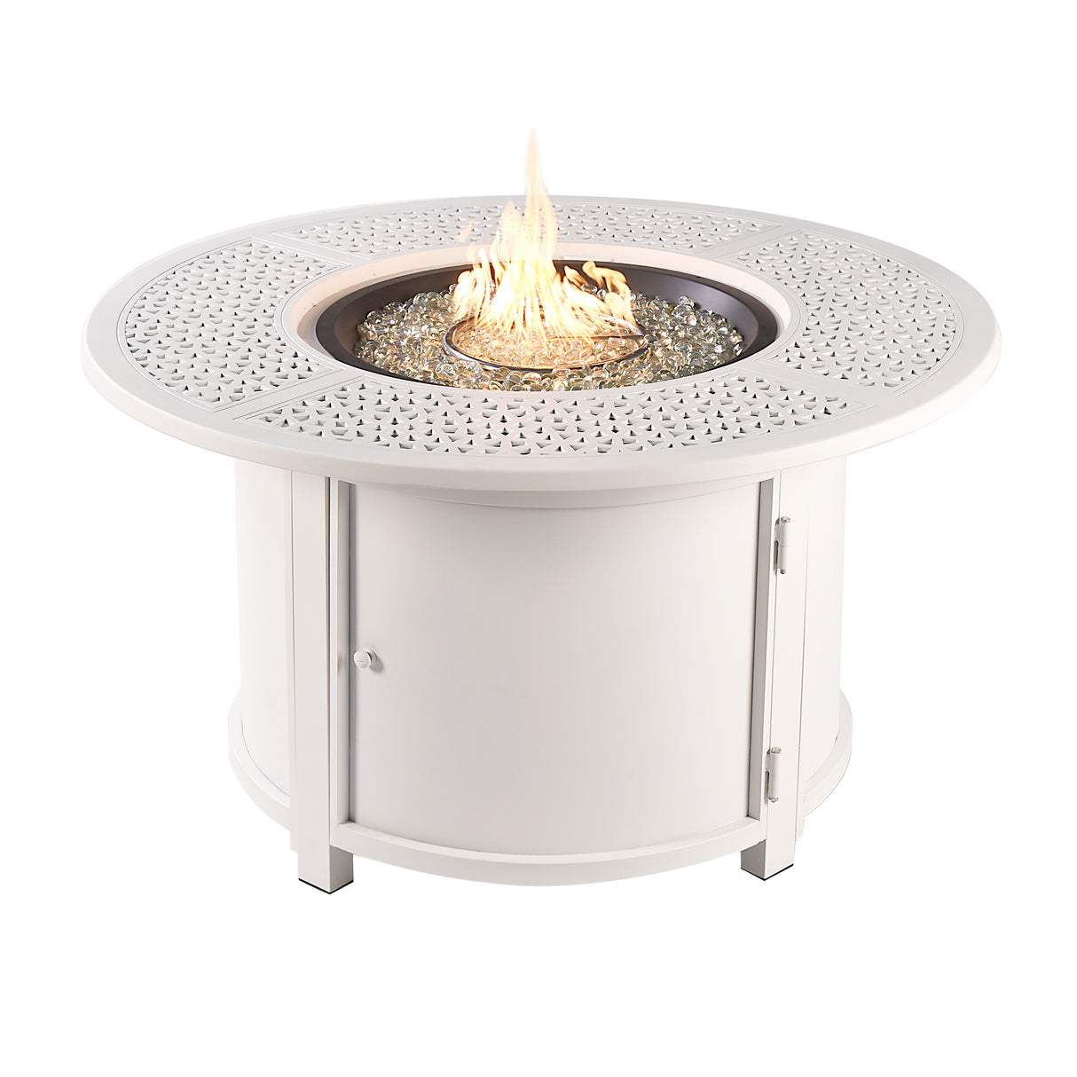 Aluminum 44-in Round Propane Fire Table with Beads, Covers and Lid Sharicks