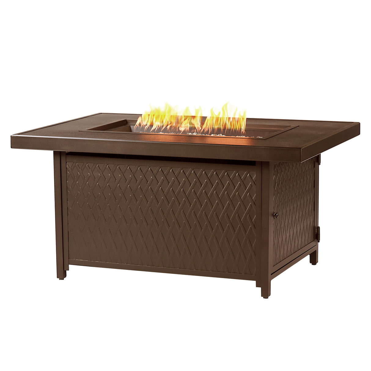 Aluminum 48-in Rectangular Propane Fire Table, Beads, Covers and Lid Sharicks