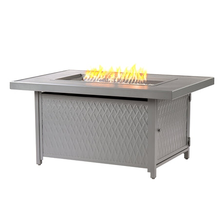 Aluminum 48-in Rectangular Propane Fire Table, Beads, Covers and Lid