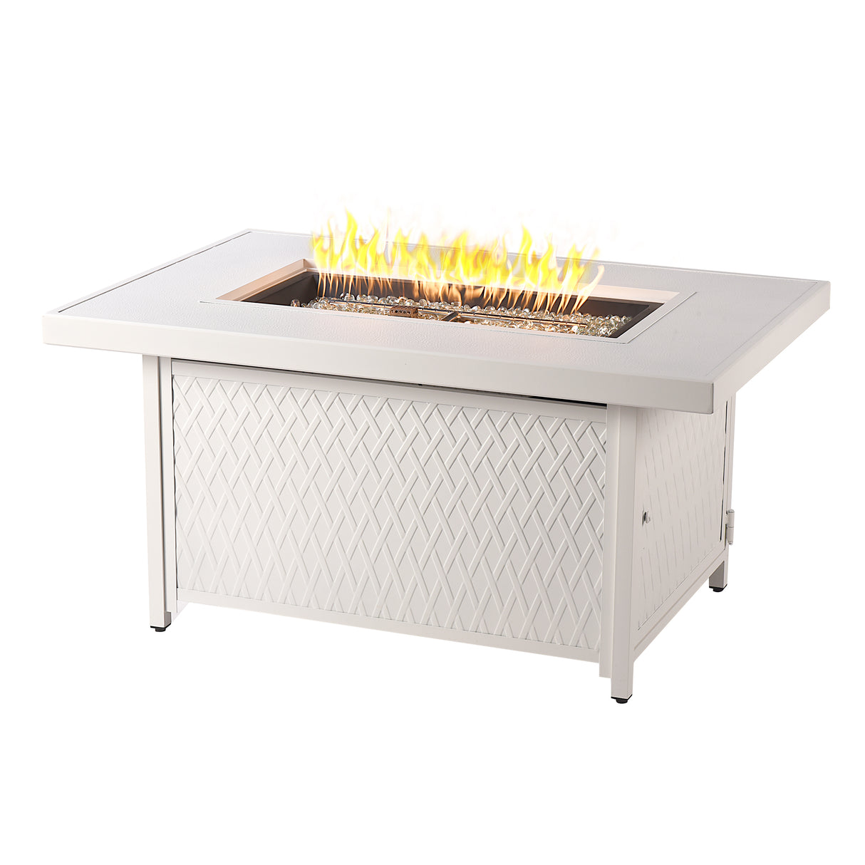Aluminum 48-in Rectangular Propane Fire Table, Beads, Covers and Lid Sharicks