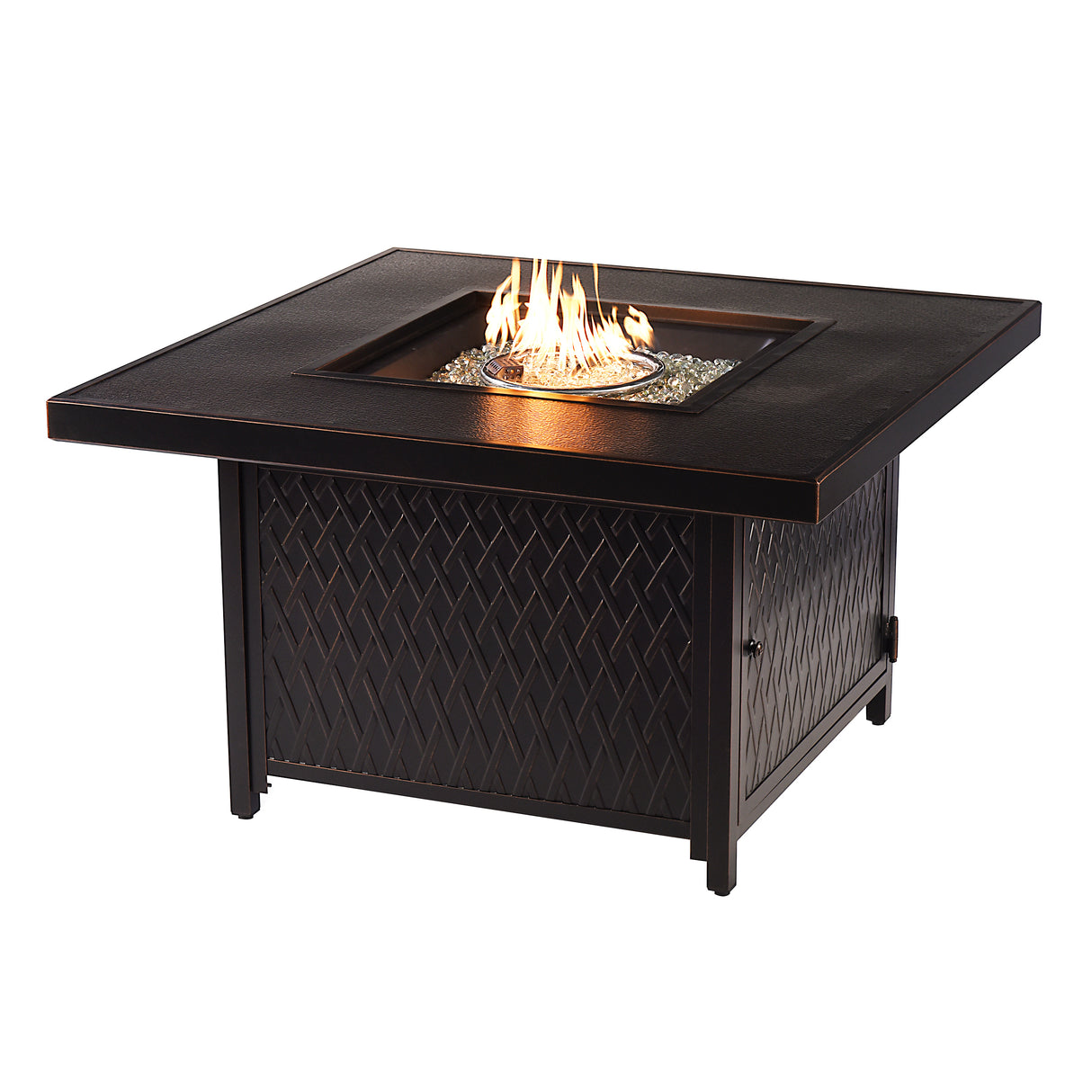 Aluminum 42-in Square Propane Fire Table with Beads, Covers and Lid Sharicks
