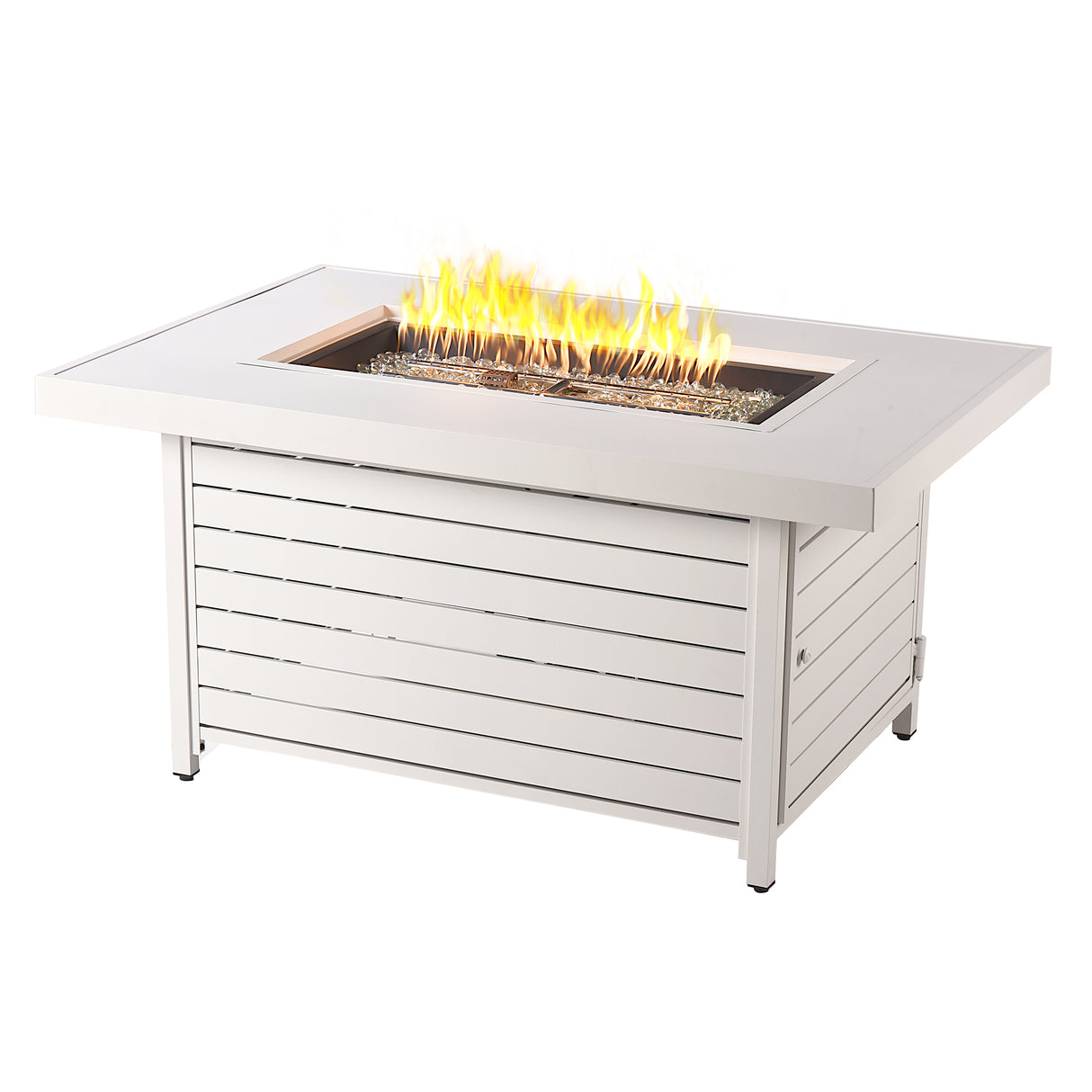 Aluminum 48-in Rectangular Propane Fire Table, Beads, Covers and Lid Sharicks