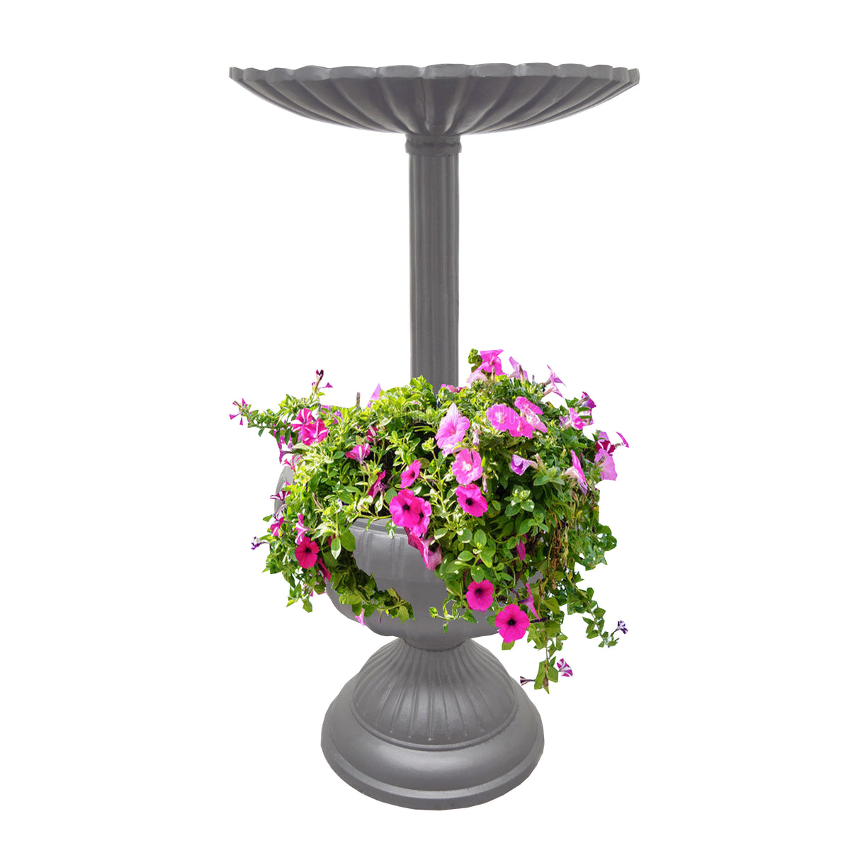 Ornate Round Cast Aluminum Metal 35-in Bird Bath Planter Vase Combo Sharicks