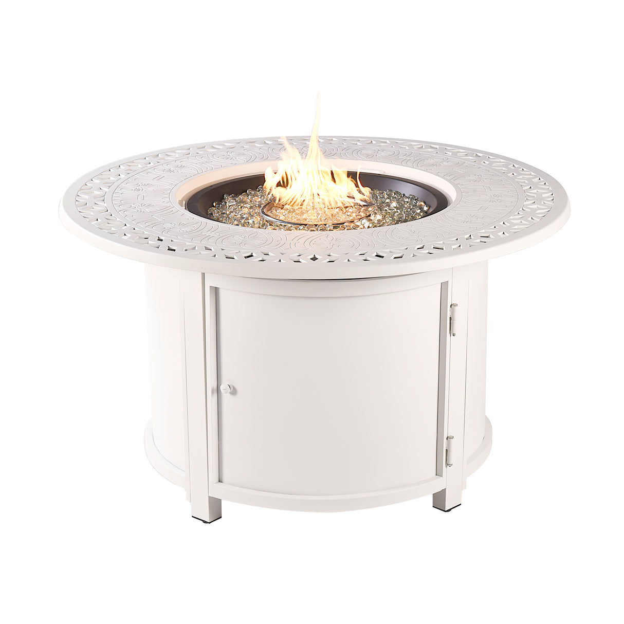 Aluminum 44-in Round Propane Fire Table with Beads, Covers and Lid Sharicks