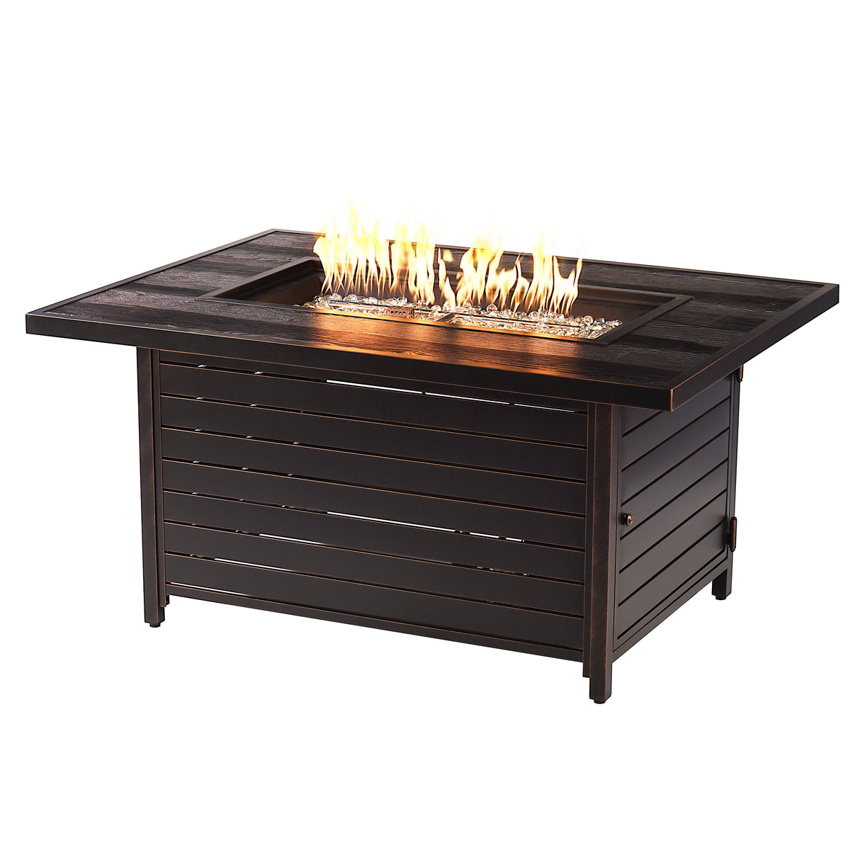 Aluminum 48-in Rectangular Propane Fire Table, Beads, Covers and Lid Sharicks