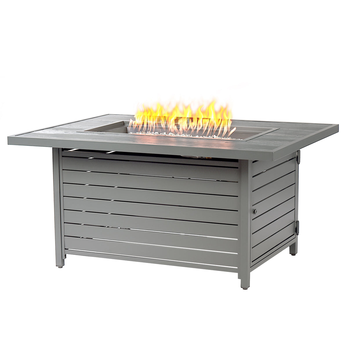Aluminum 48-in Rectangular Propane Fire Table, Beads, Covers and Lid Sharicks