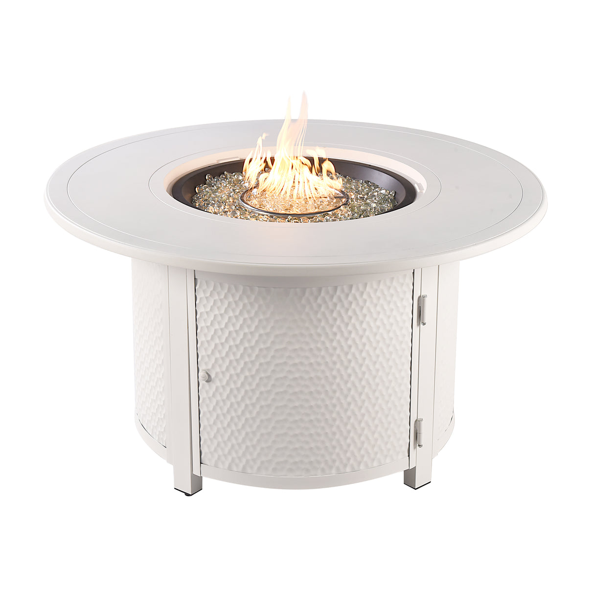 Aluminum 44-in Round Propane Fire Table with Beads, Covers and Lid Sharicks