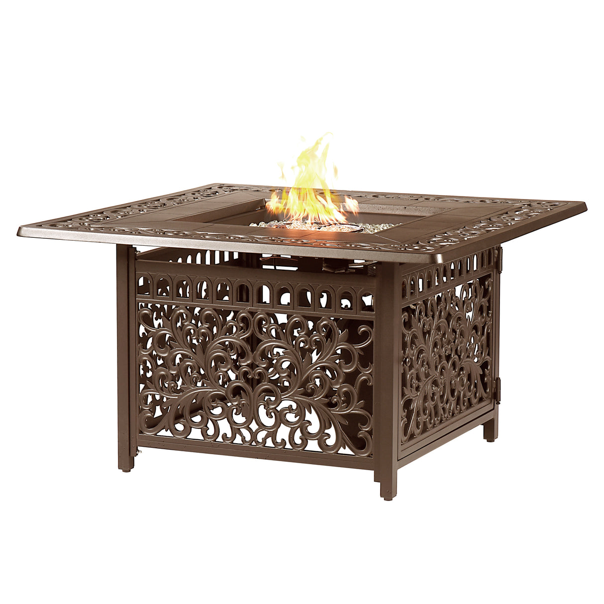Aluminum 42-in Square Propane Fire Table with Beads, Covers and Lid Sharicks