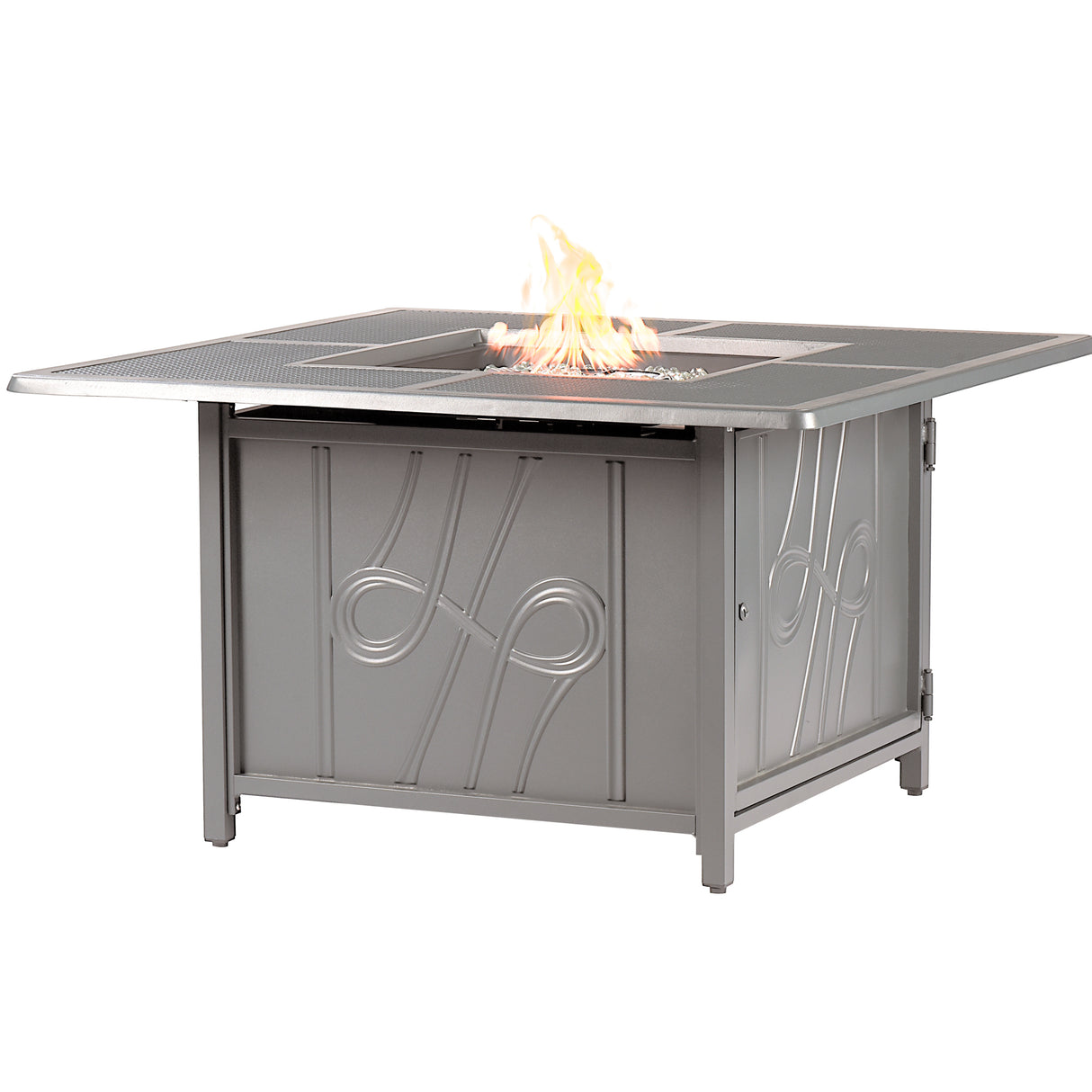 Aluminum 42-in Square Propane Fire Table with Beads, Covers and Lid Sharicks