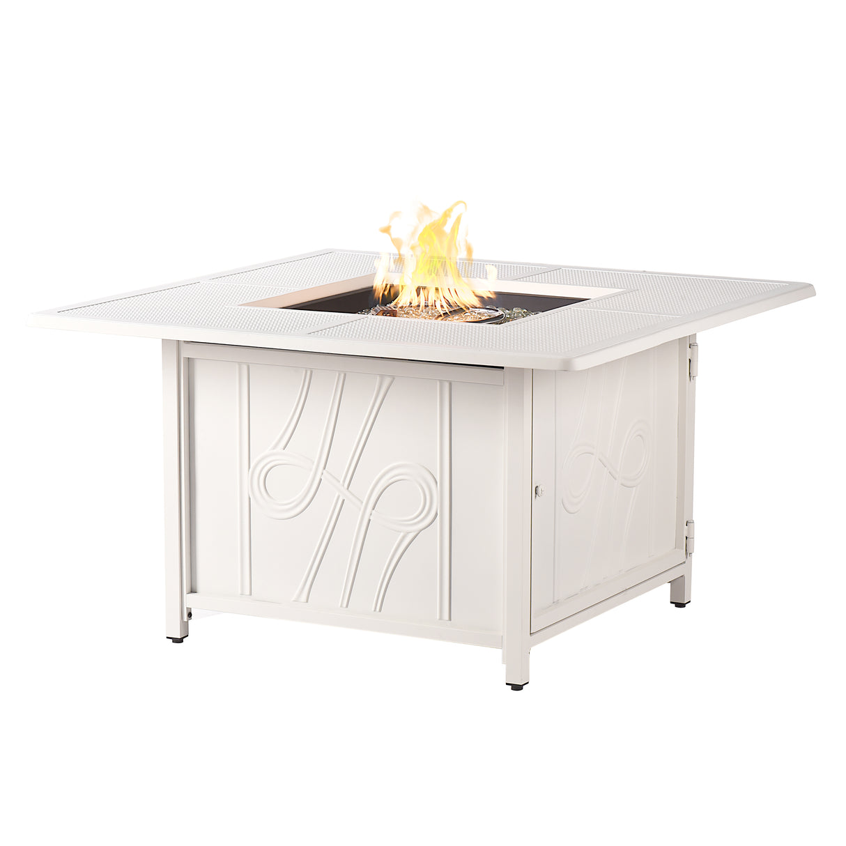 Aluminum 42-in Square Propane Fire Table with Beads, Covers and Lid Sharicks