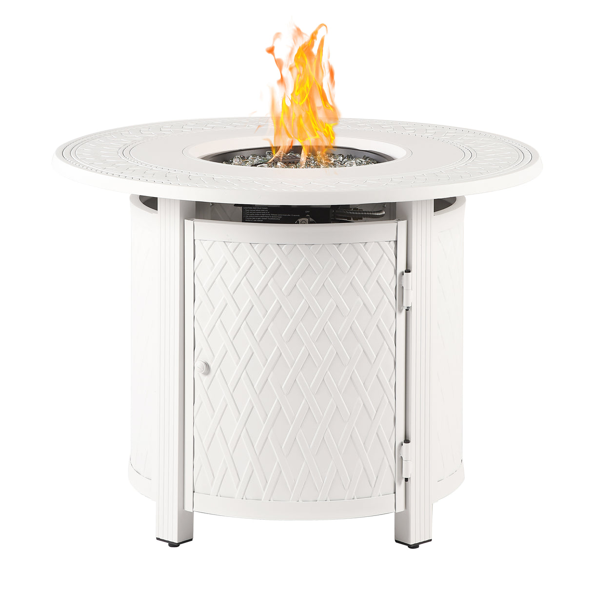 Aluminum 34-in Round Propane Fire Table with Beads, Covers and Lid Sharicks