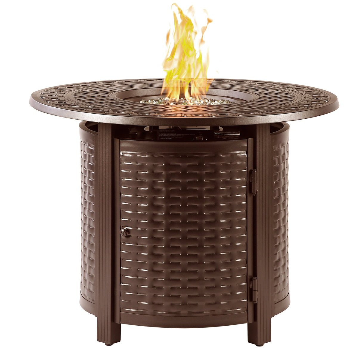 Aluminum 34-in Round Propane Fire Table with Beads, Covers and Lid Sharicks