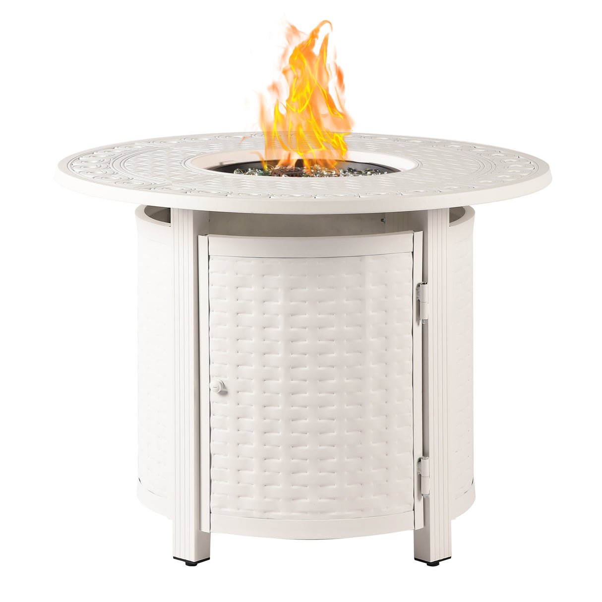 Aluminum 34-in Round Propane Fire Table with Beads, Covers and Lid Sharicks