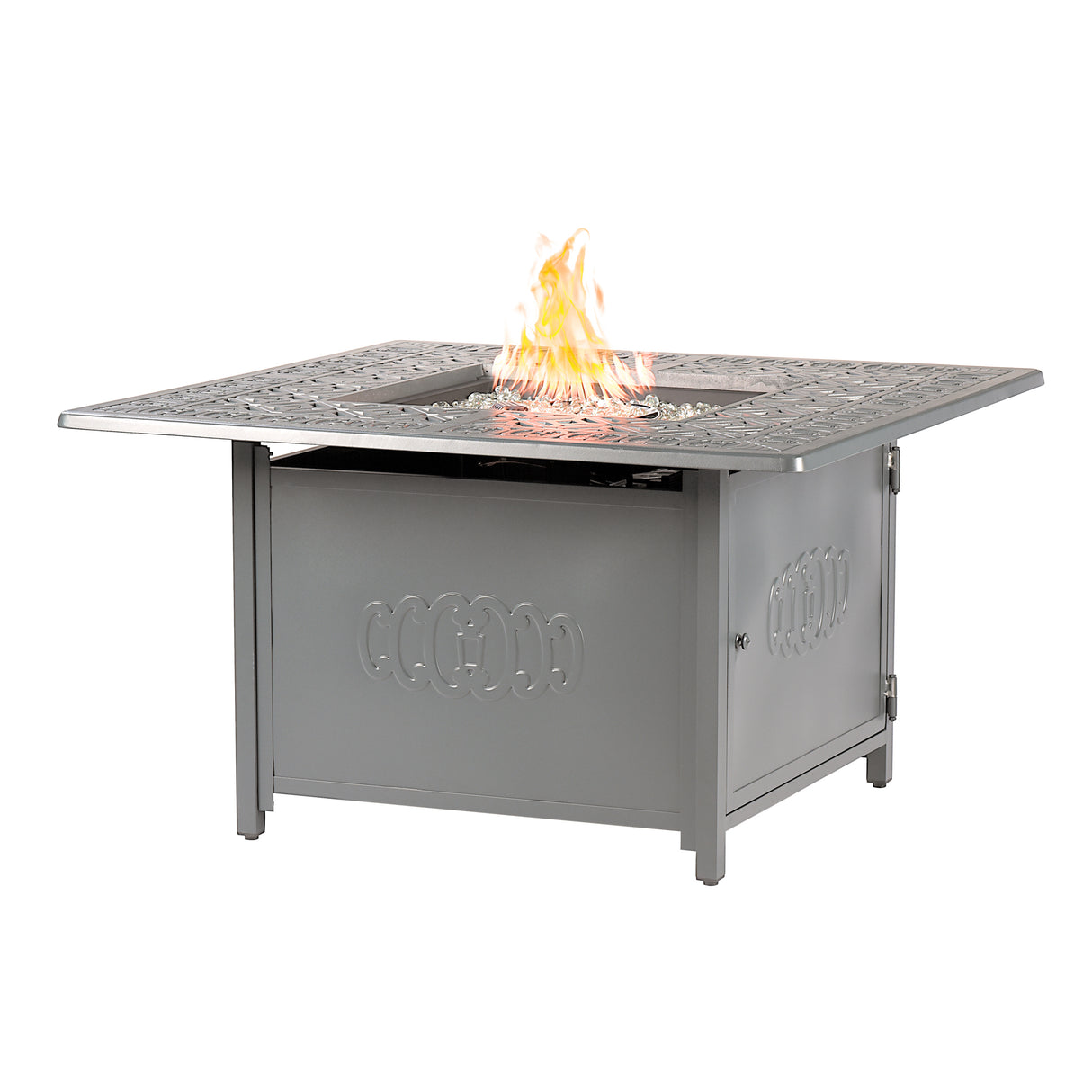 Aluminum 42-in Square Propane Fire Table with Beads, Covers and Lid Sharicks