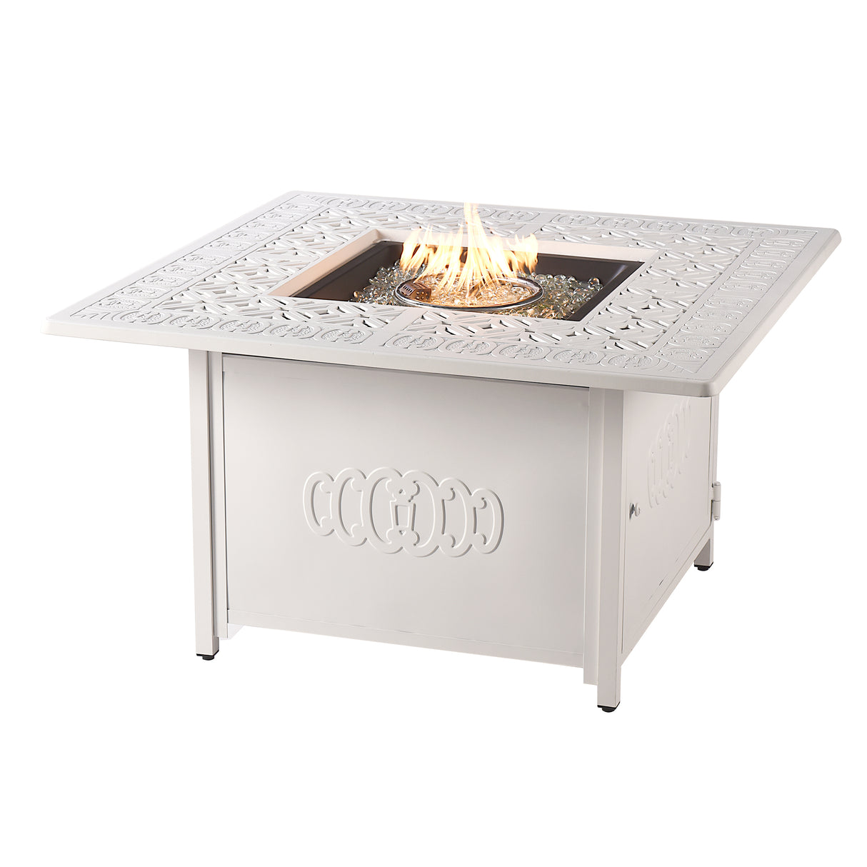 Aluminum 42-in Square Propane Fire Table with Beads, Covers and Lid Sharicks
