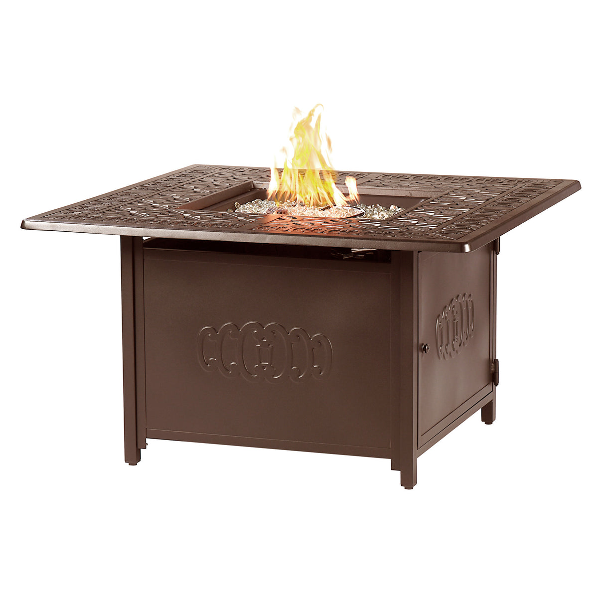 Aluminum 42-in Square Propane Fire Table with Beads, Covers and Lid Sharicks