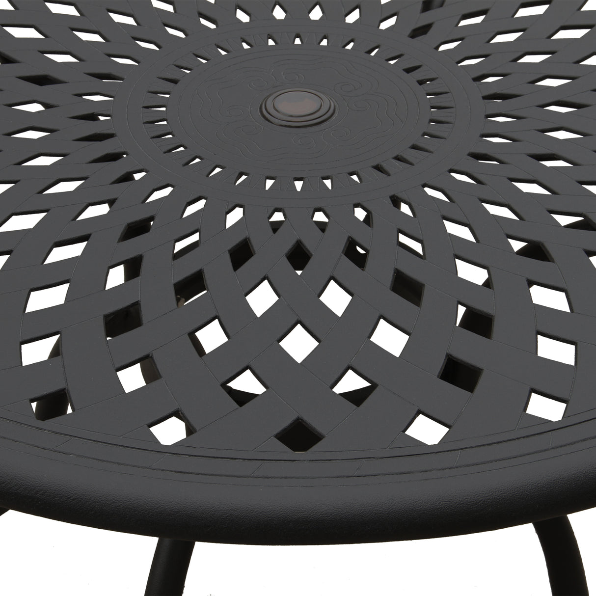 Modern Outdoor Mesh Aluminum 48-in Black Round Patio Dining Table Sharicks