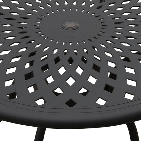 Modern Outdoor Mesh Aluminum 48-in Black Round Patio Dining Table