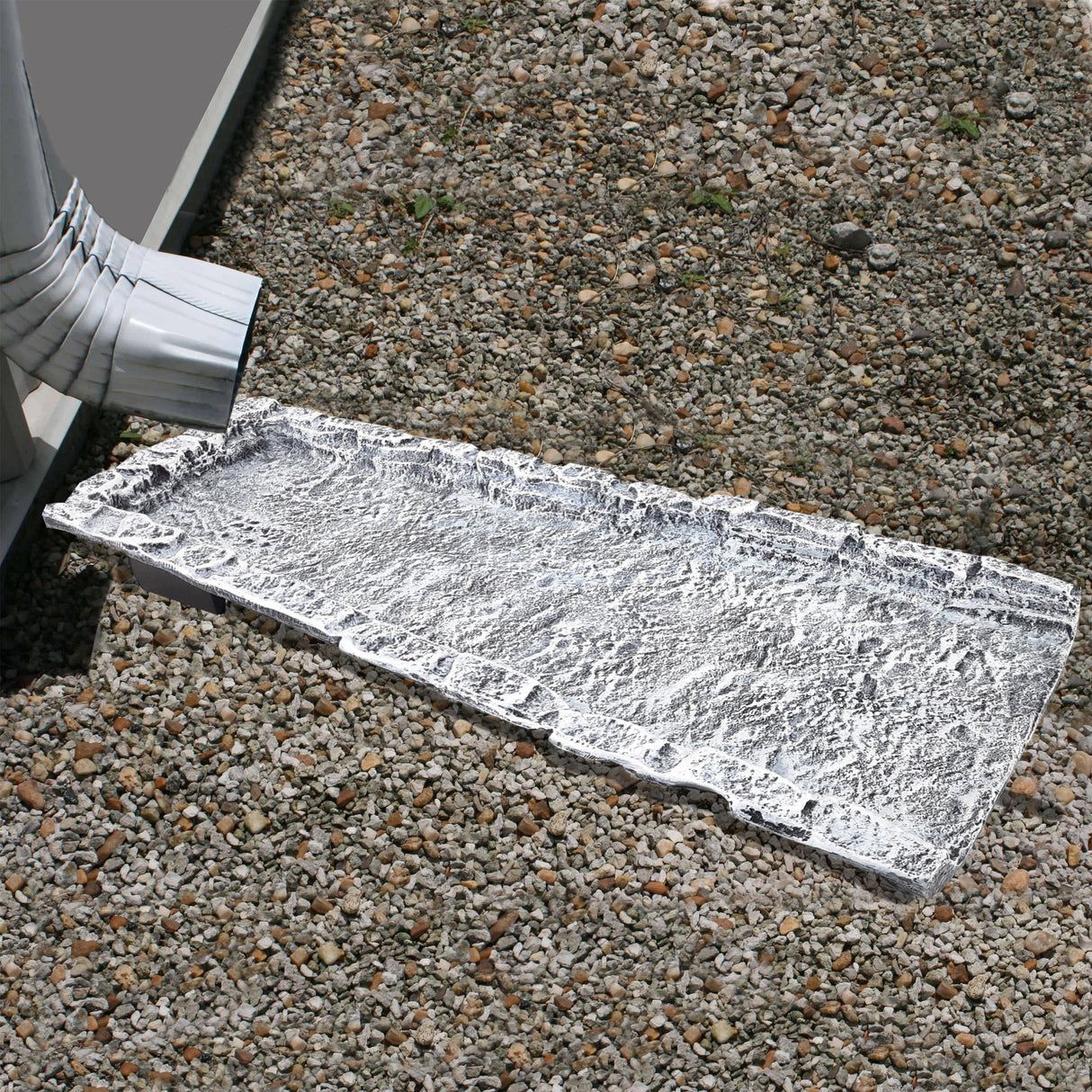 White Stone Rock 24-in Cast Aluminum Downspout Gutter Splash Block Sharicks