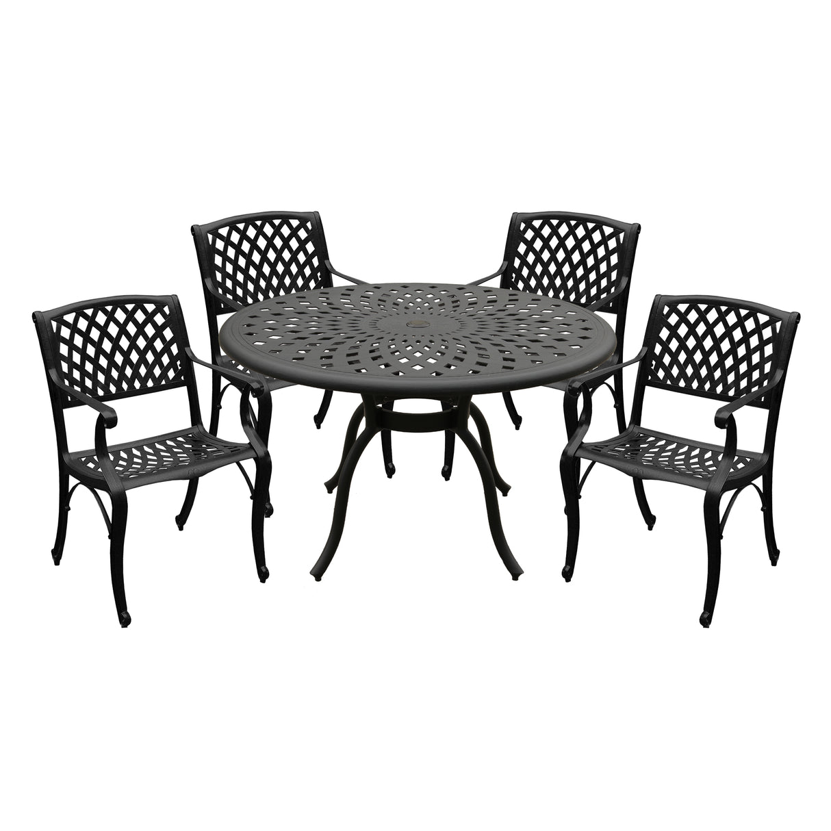 Outdoor Aluminum 5pc Round Black Patio Dining Set with Four Chairs - Sharicks