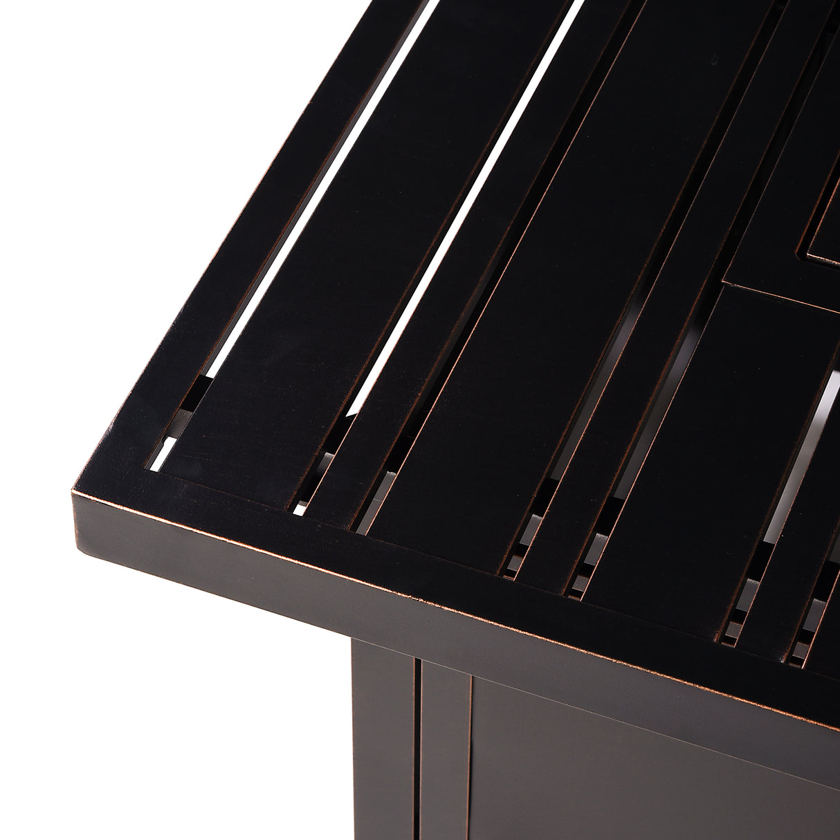 Aluminum 32-in Square Patio Fire Table Set with Swivel Rocking Chairs - Sharicks