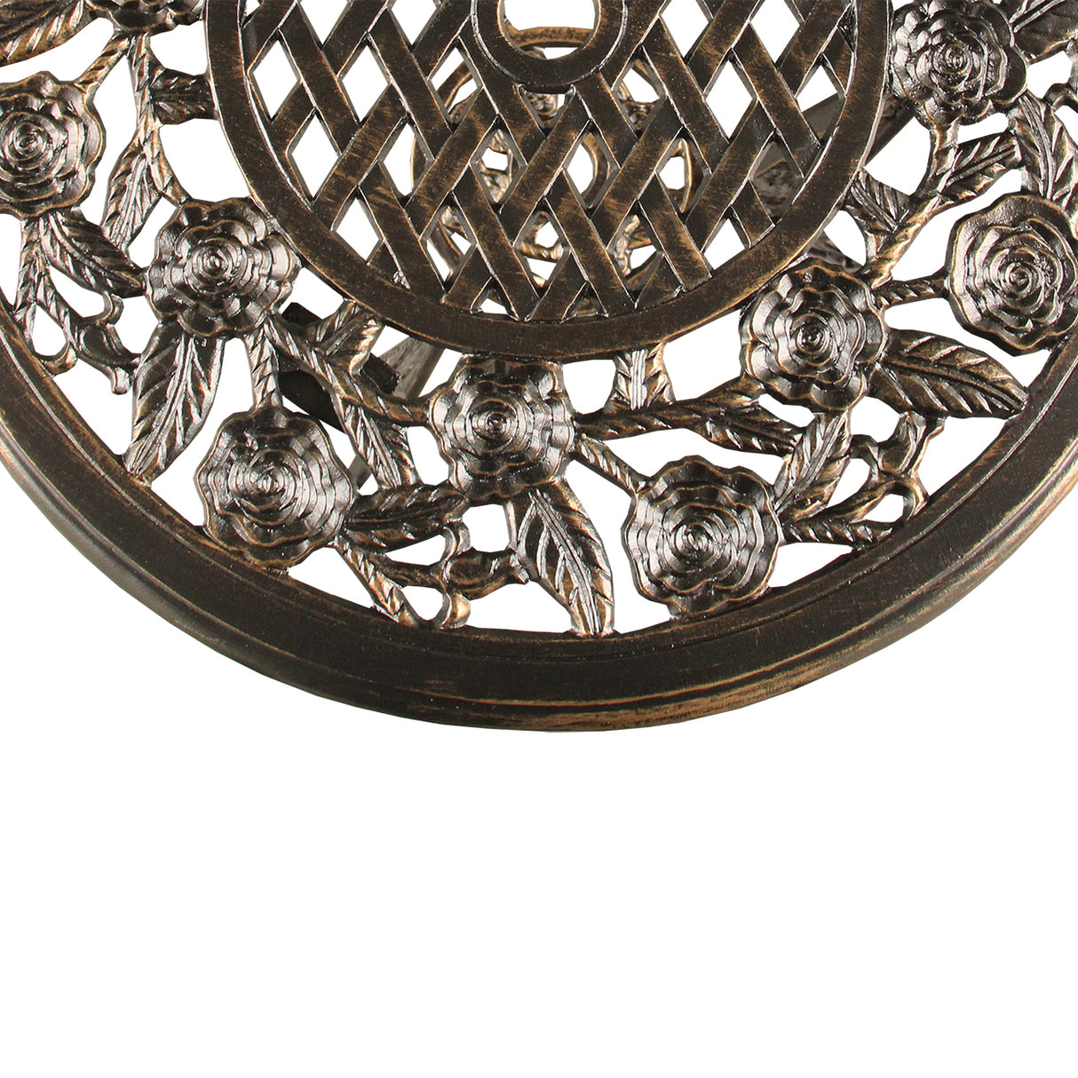 Bronze Rose Ornate Outdoor Patio Garden Aluminum 3 Piece Bistro Set Sharicks