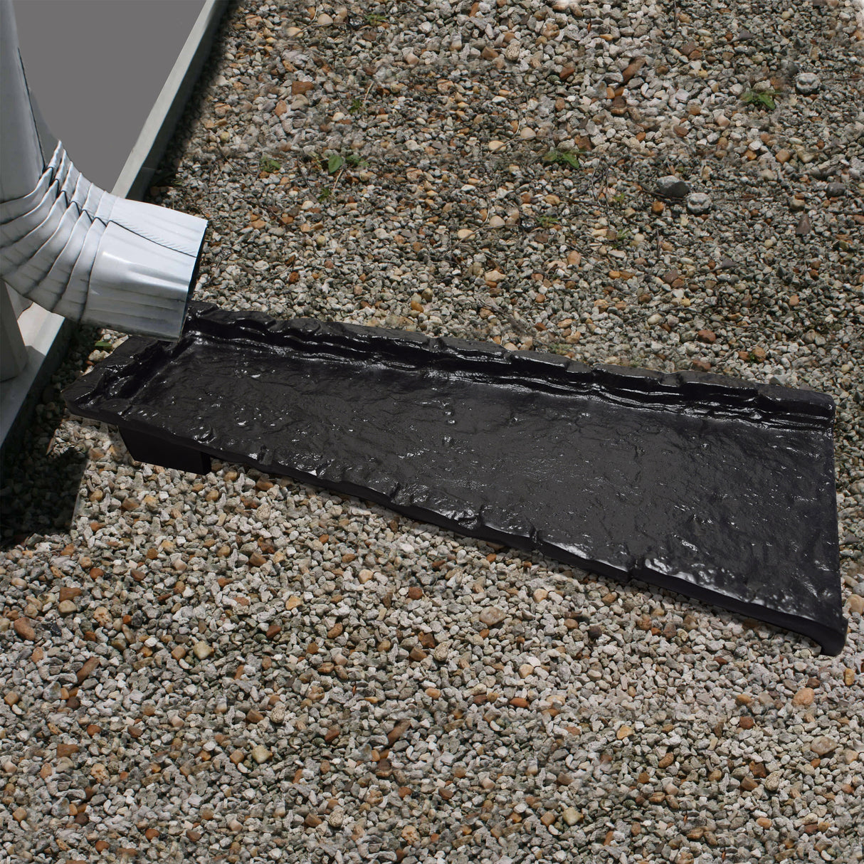 Black Stone Rock 24-in Cast Aluminum Downspout Gutter Splash Block Sharicks