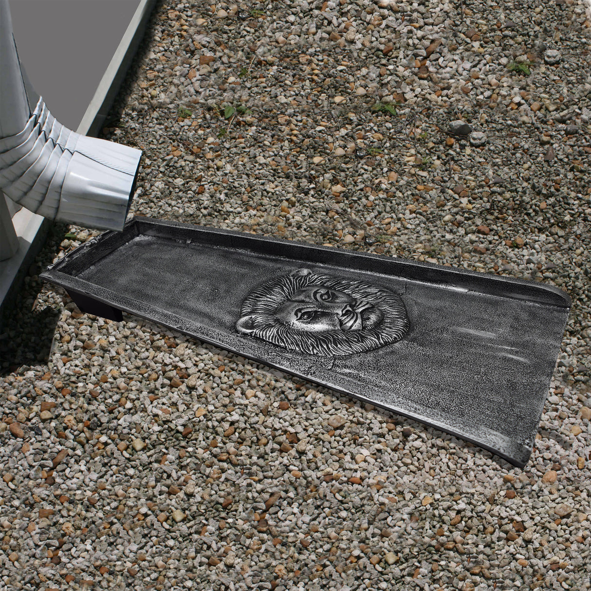 Silver Lion Alligator 24-in Cast Aluminum Downspout Gutter Splash Block Sharicks