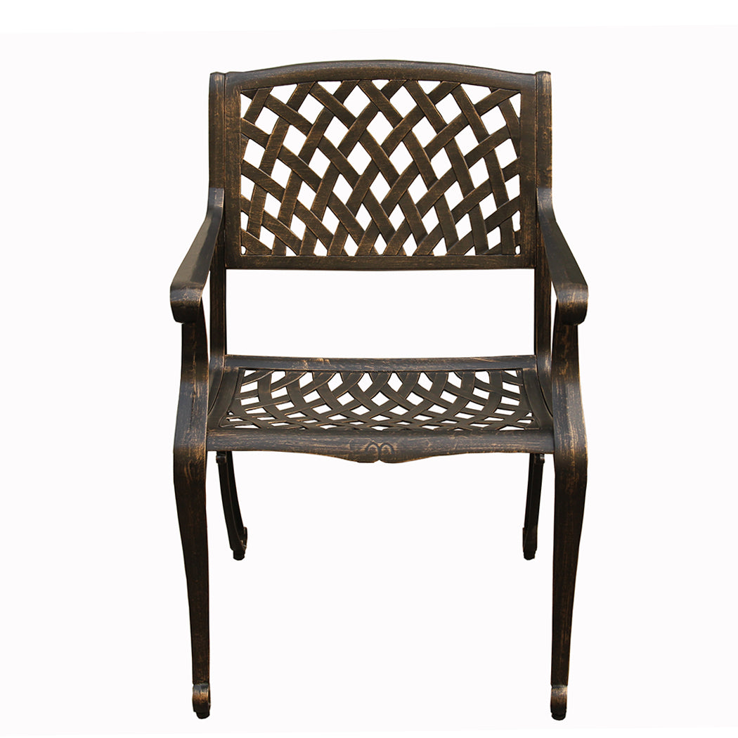 Contemporary Modern Outdoor Mesh Lattice Aluminum Patio Dining Chair Sharicks
