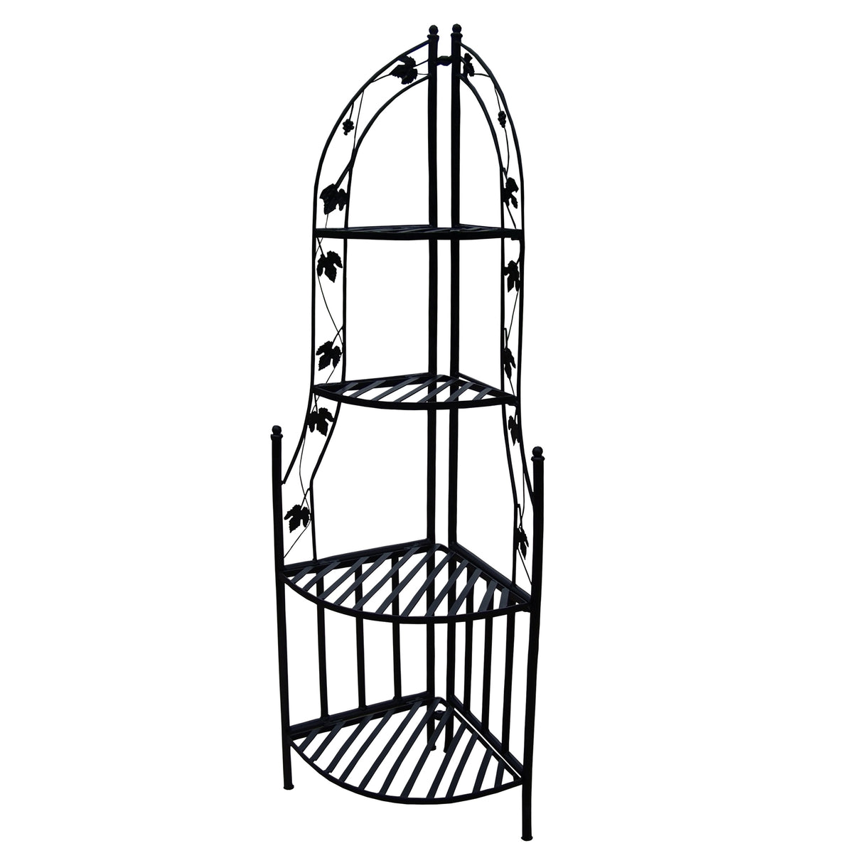 4-Tier Steel Corner Shelf Black Plant Stand - Sharicks