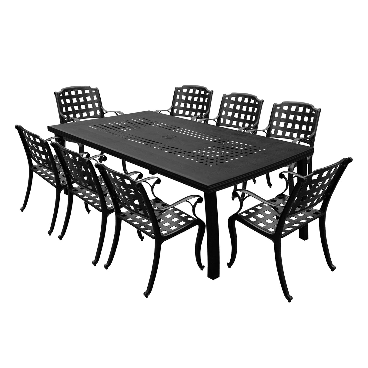 Outdoor Aluminum 9pc Rectangular Patio Dining Set with Eight Chairs - Sharicks