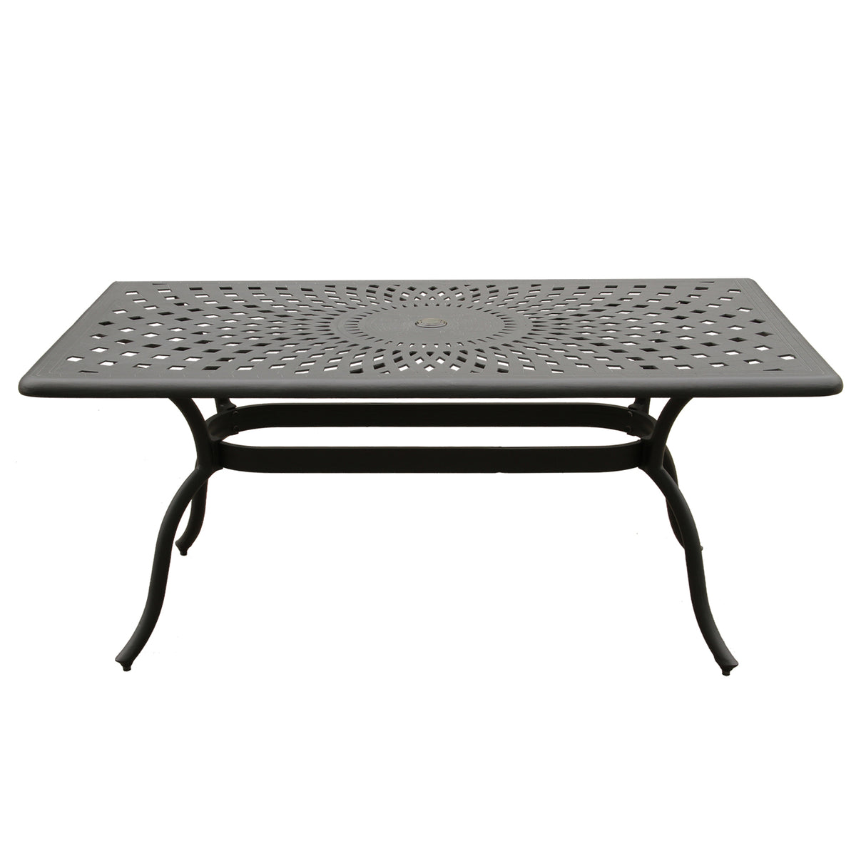 Outdoor Aluminum 7pc Black Rectangular Patio Dining Set and Six Chairs - Sharicks