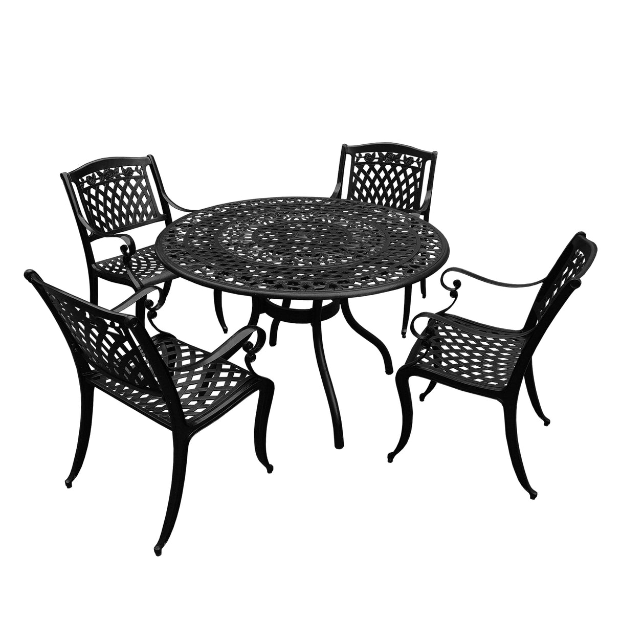 Outdoor Aluminum 5pc Round Patio Dining Set with Four Chairs - Sharicks