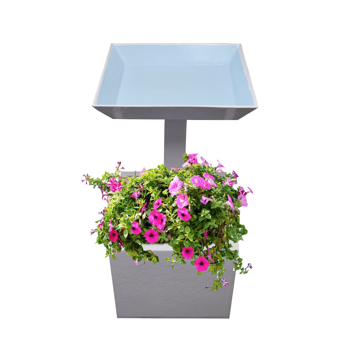 Modern Square Cast Aluminum 35-in Bird Bath and Planter Vase Combo Sharicks