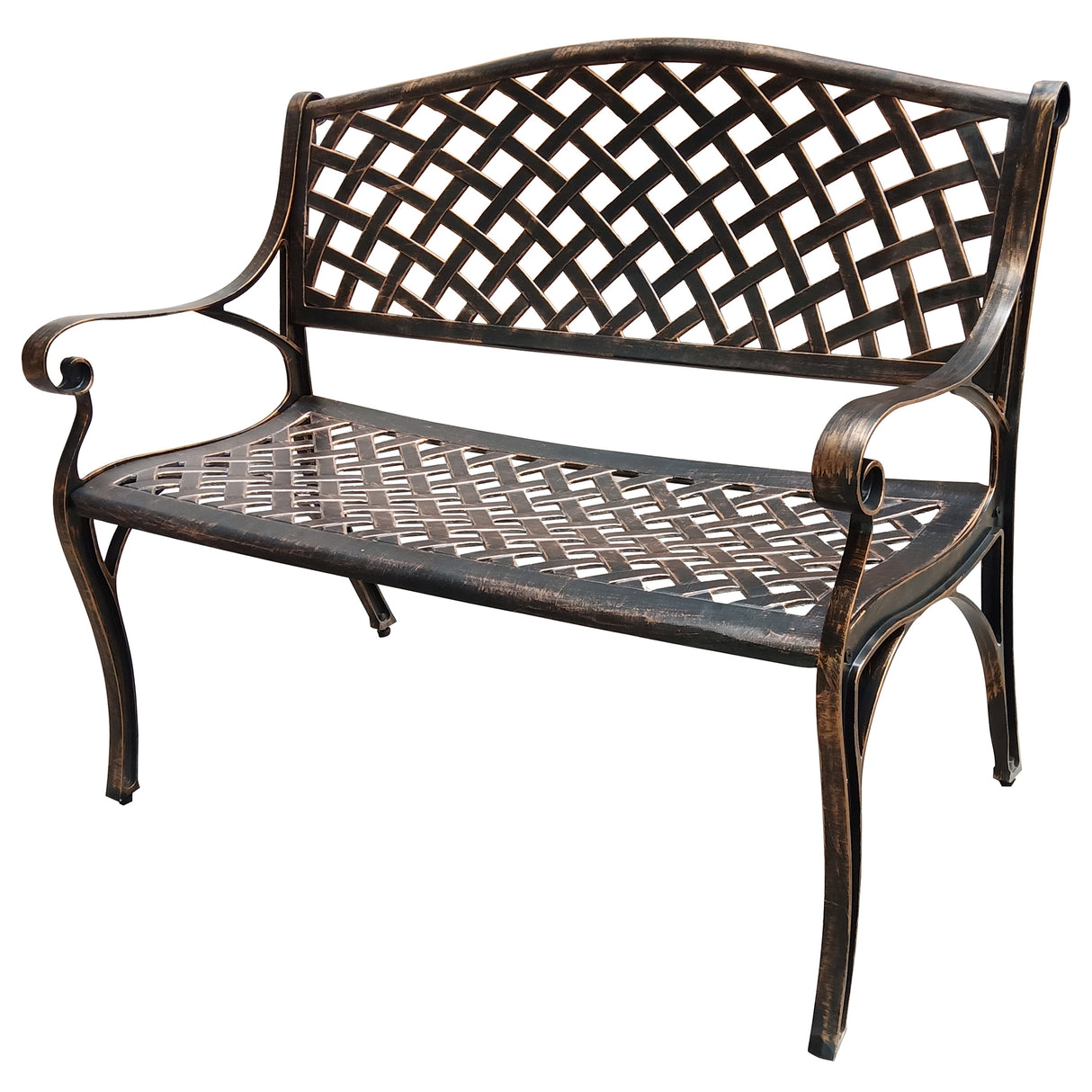 Outdoor Aluminum Modern 40-in Bronze Patio Bench Loveseat Sharicks