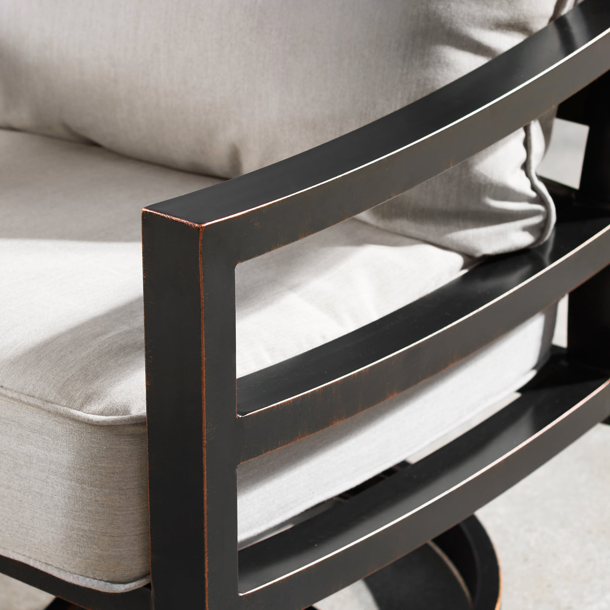 Aluminum 48-in Rectangular Patio Fire Table and Swivel Rocker Set - Sharicks