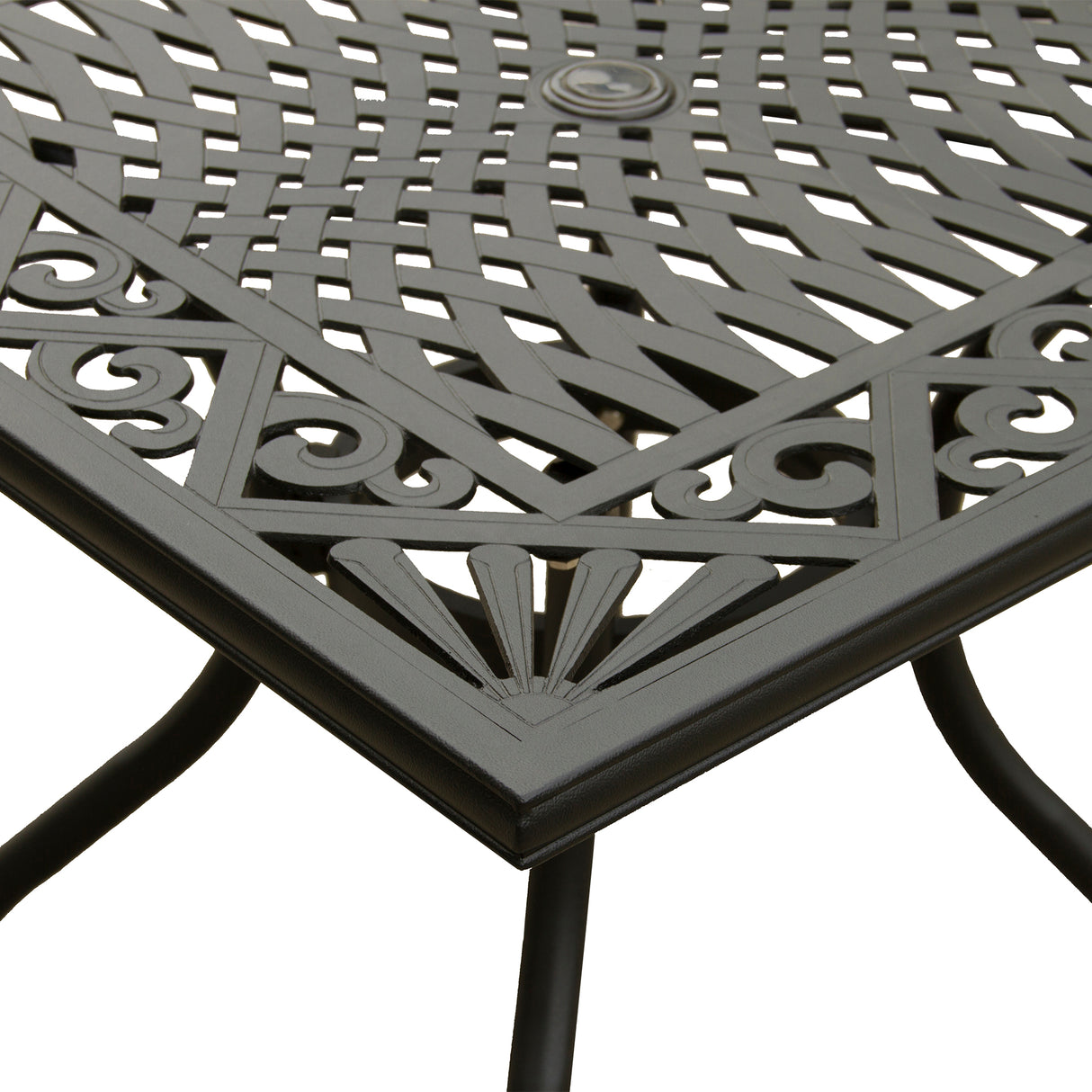 Outdoor Aluminum 5pc Square Black Patio Dining Set with Four Chairs - Sharicks