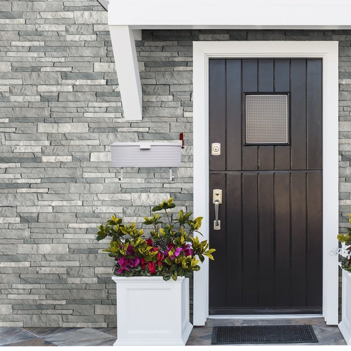 White American Flag Metal Wall Mounted Mailbox with Hangers Sharicks