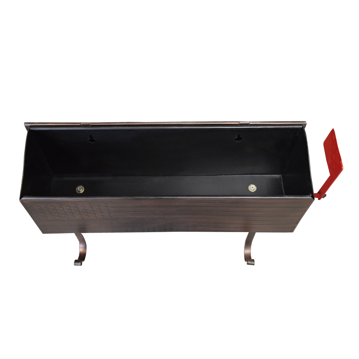 Antique Copper American Flag Metal Wall Mounted Mailbox with Hangers Sharicks