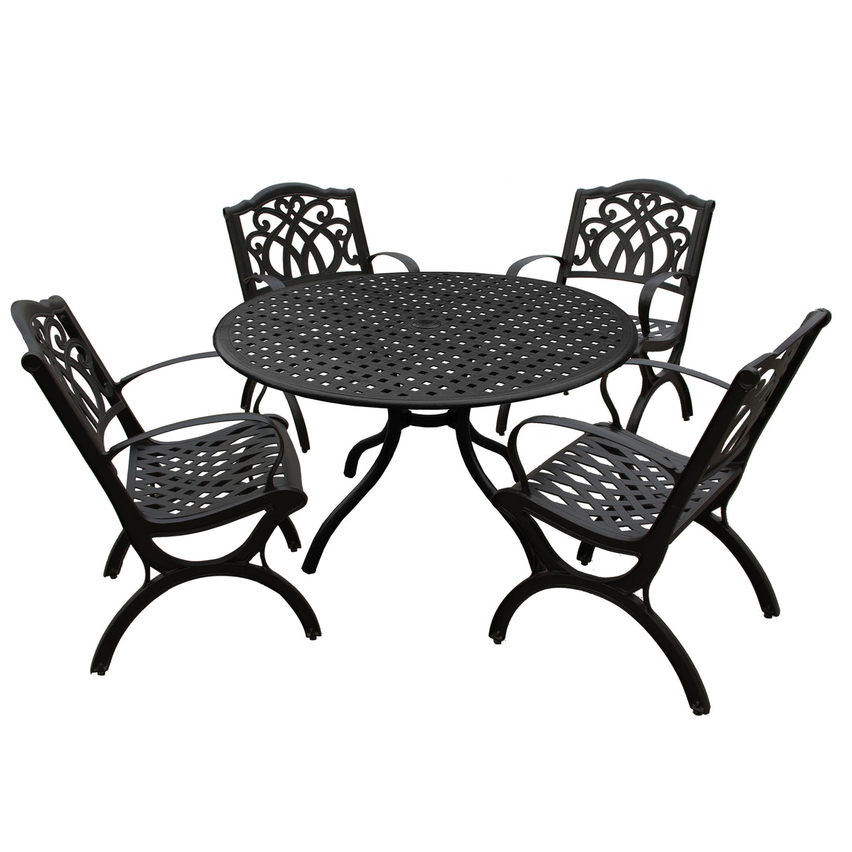 Outdoor Aluminum 5pc Round Black Patio Dining Set with Four Chairs - Sharicks