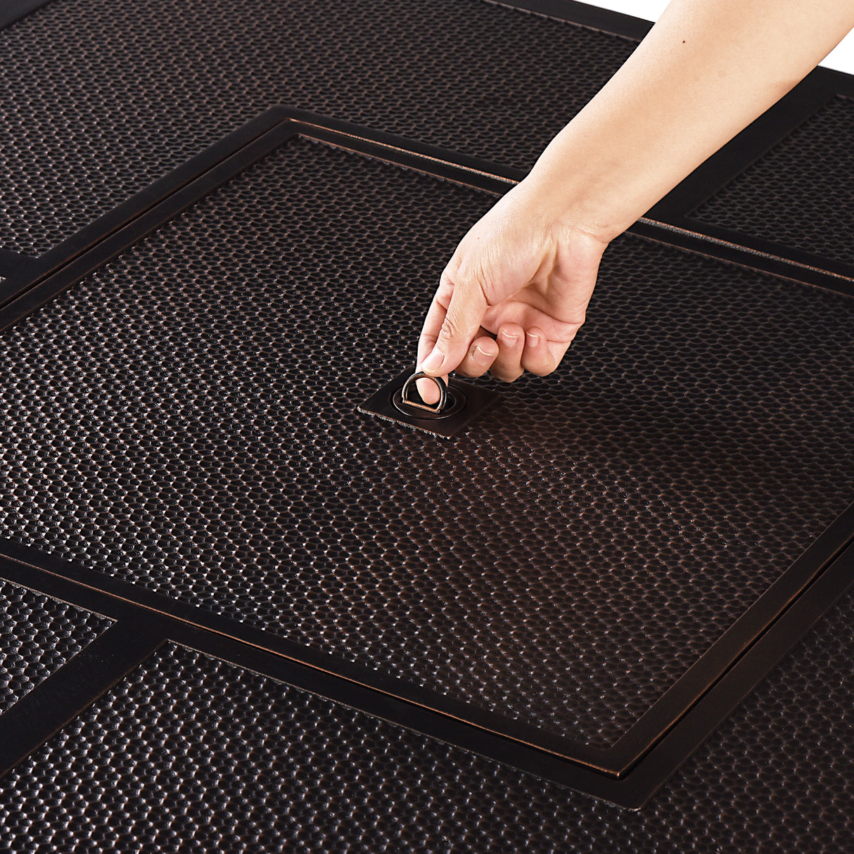 Aluminum 42-in Square Antique Copper Fire Table Set and Rocking Chairs - Sharicks