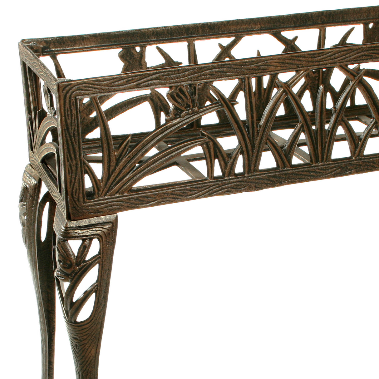 Cast Aluminum Antique Bronze Butterfly Rectangular Metal Plant Stand - Sharicks