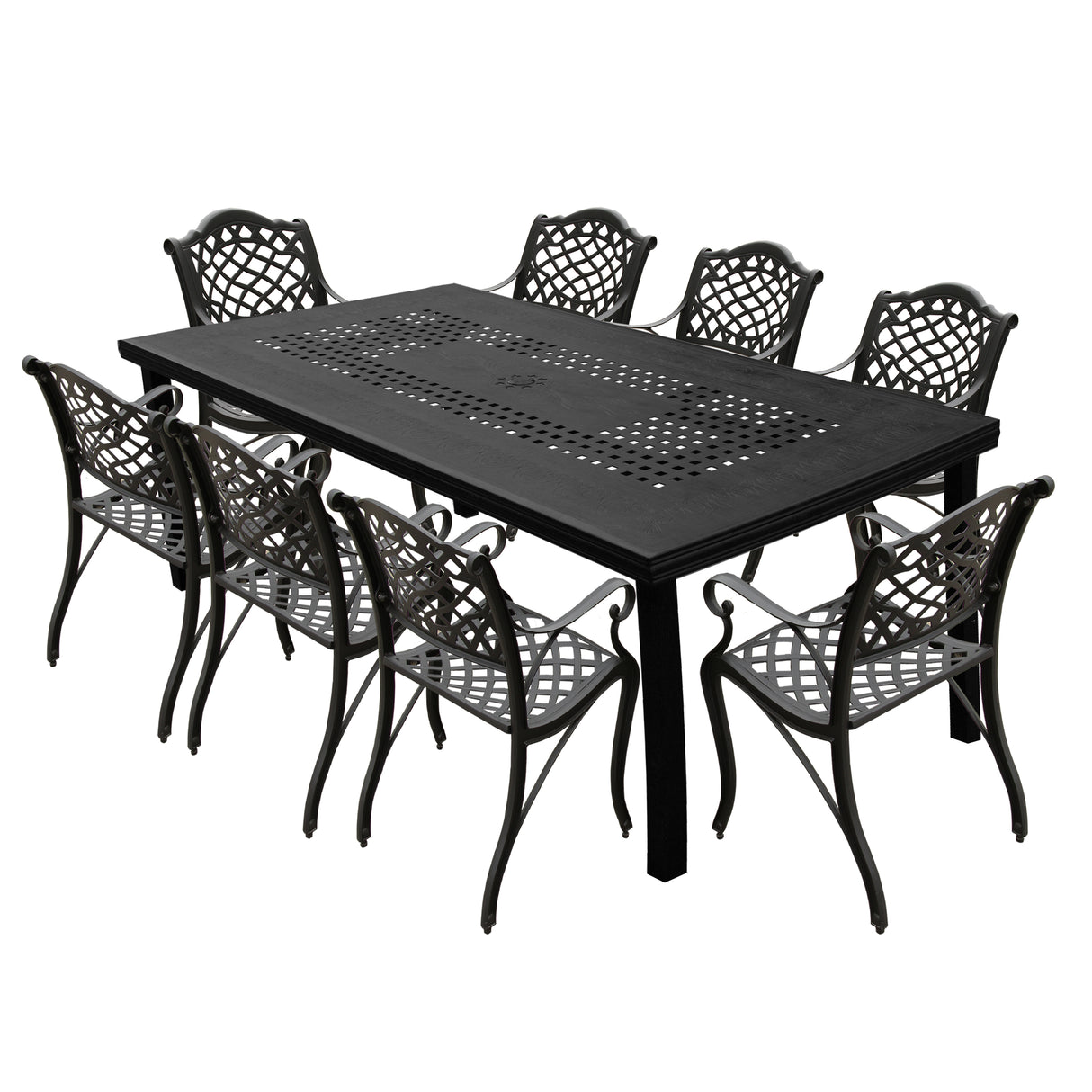 Outdoor Aluminum 9pc Rectangular Patio Dining Set with Eight Chairs - Sharicks