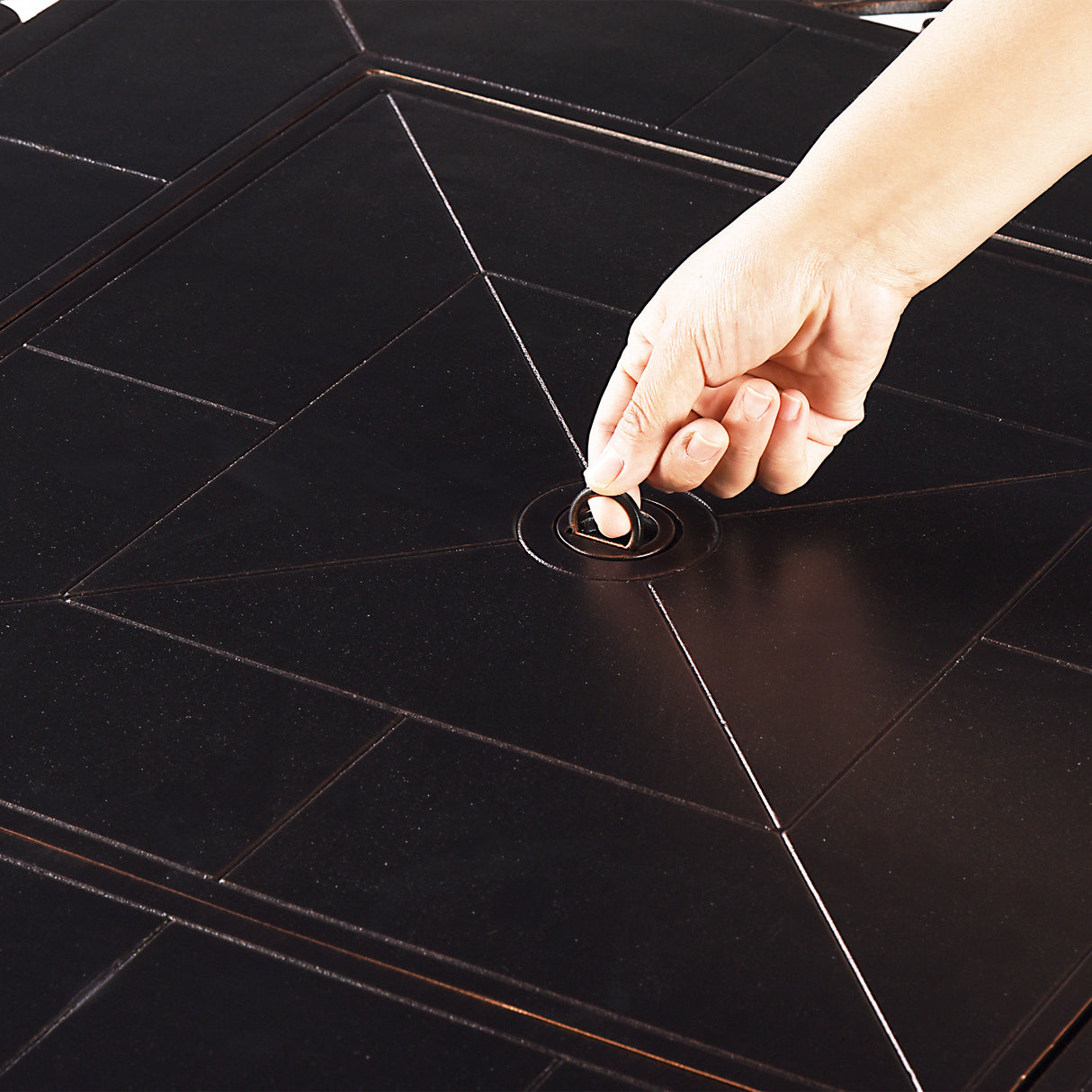 Aluminum 42-in Square Patio Fire Table Set with Swivel Rocking Chairs - Sharicks