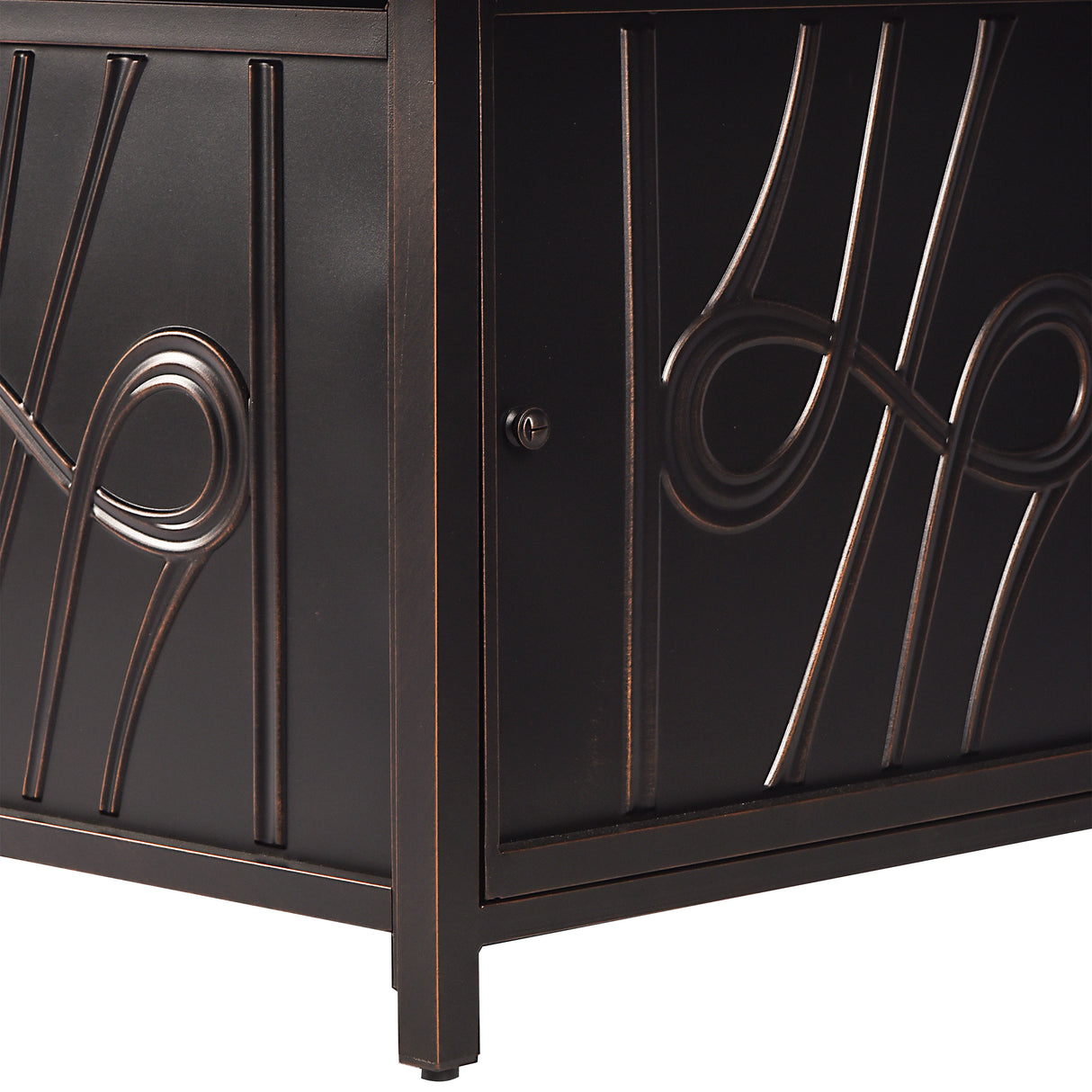 Aluminum 42-in Square Antique Copper Fire Table Set and Rocking Chairs - Sharicks