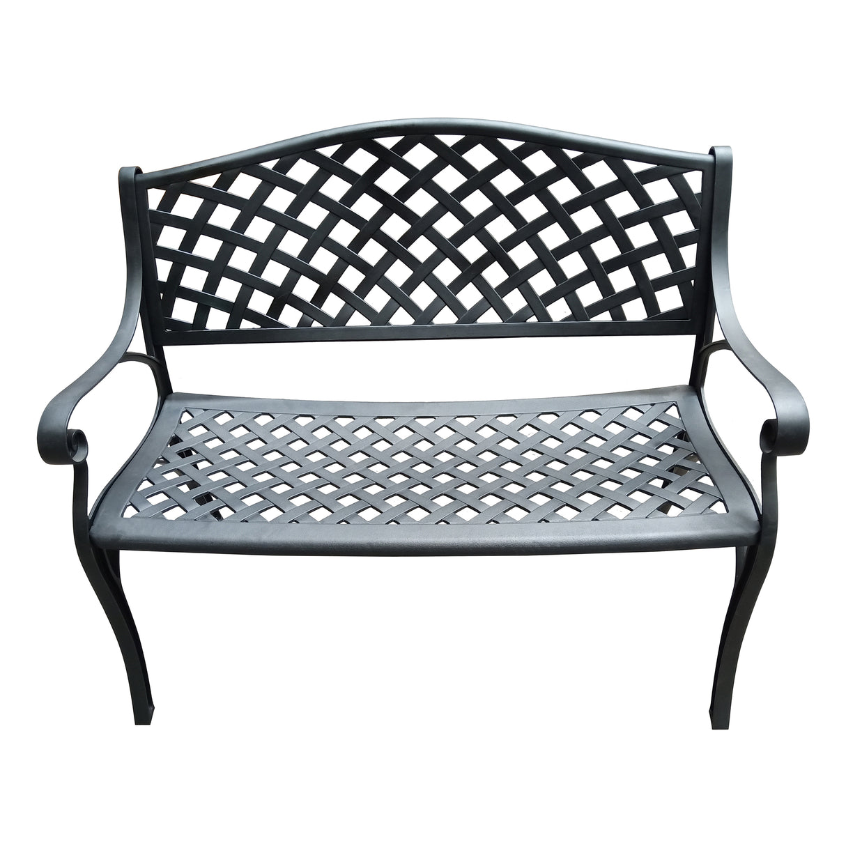 Outdoor Aluminum Modern 40-in Black Patio Bench Loveseat Sharicks